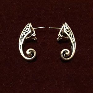 Solid 925 Sterling Silver Scroll Earrings